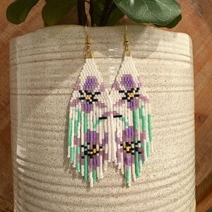 Beaded Iris Earrings